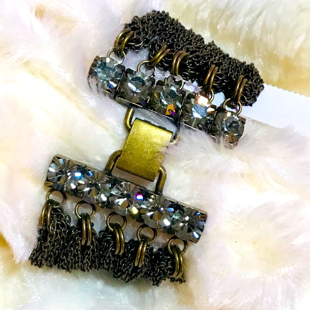 Gap multi chain and rhinestone chunky statement bracelet